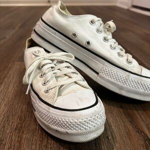 White Converse platforms
